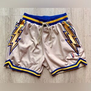 Collect+Select Men's GS Warriors Cream Bolt Swingman Athletic Short. Size Med